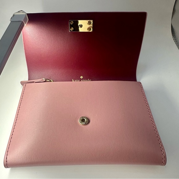 Kate Spade Two-Tone Pink Bordeaux Leather Bifold Wallet - Picture 3 of 12